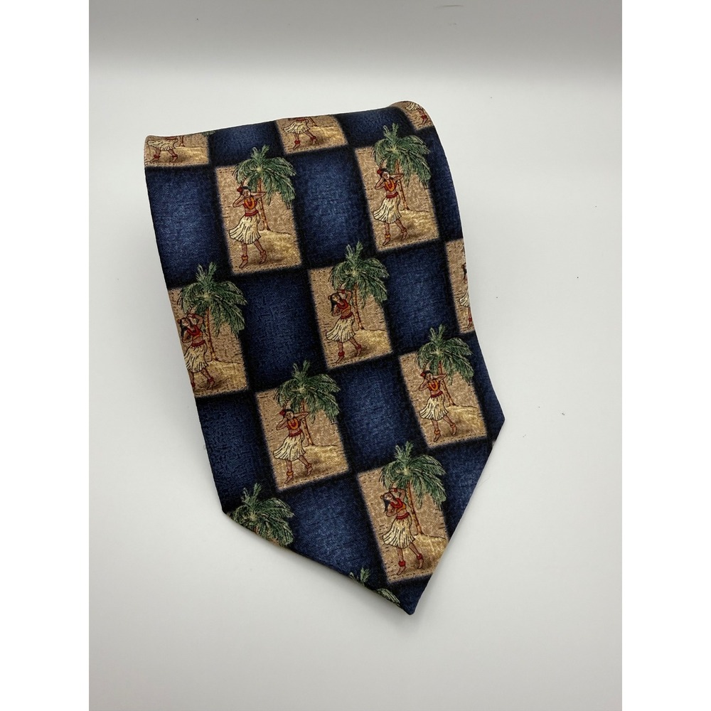 Tropicals by Tango Necktie 4" Silk Hula Dancer Palm Tree Tiki Hawaiian Retro